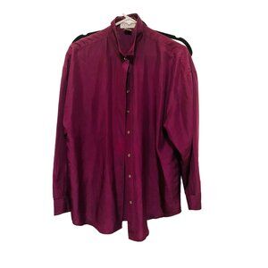 Express Mens 100%‎ Silk Burgundy Long Sleeve Shirt S See Size More like a Medium
